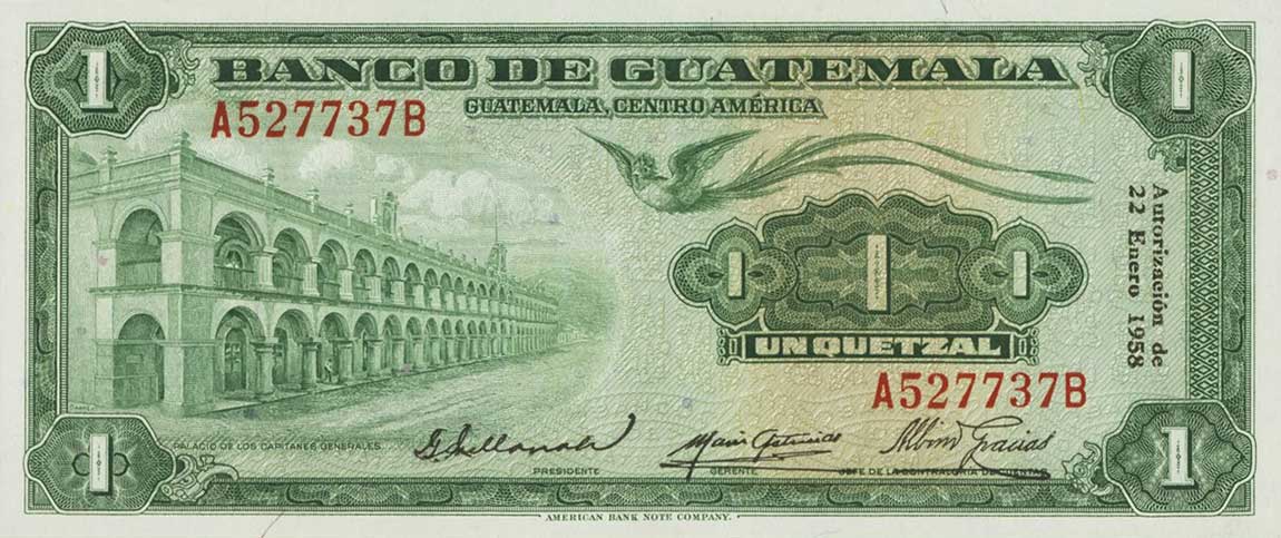 Front of Guatemala p36b: 1 Quetzal from 1958