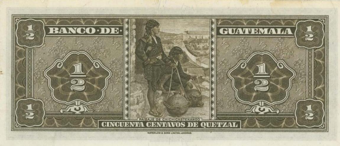 Back of Guatemala p41a: 0.5 Quetzal from 1959