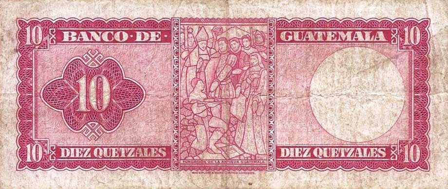 Back of Guatemala p46a: 10 Quetzales from 1959