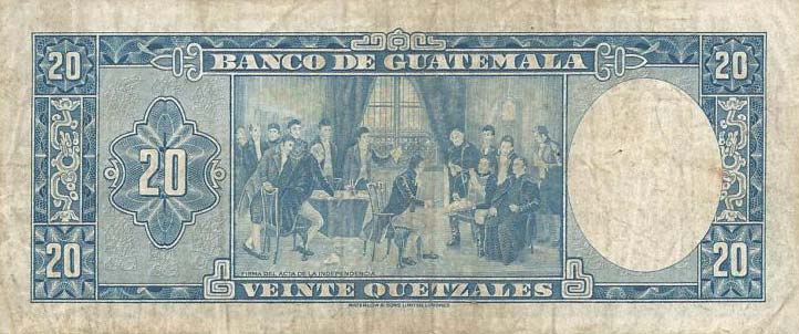 Back of Guatemala p48b: 20 Quetzales from 1961