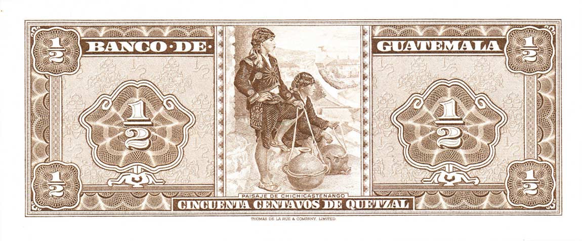 Back of Guatemala p51d: 0.5 Quetzal from 1967