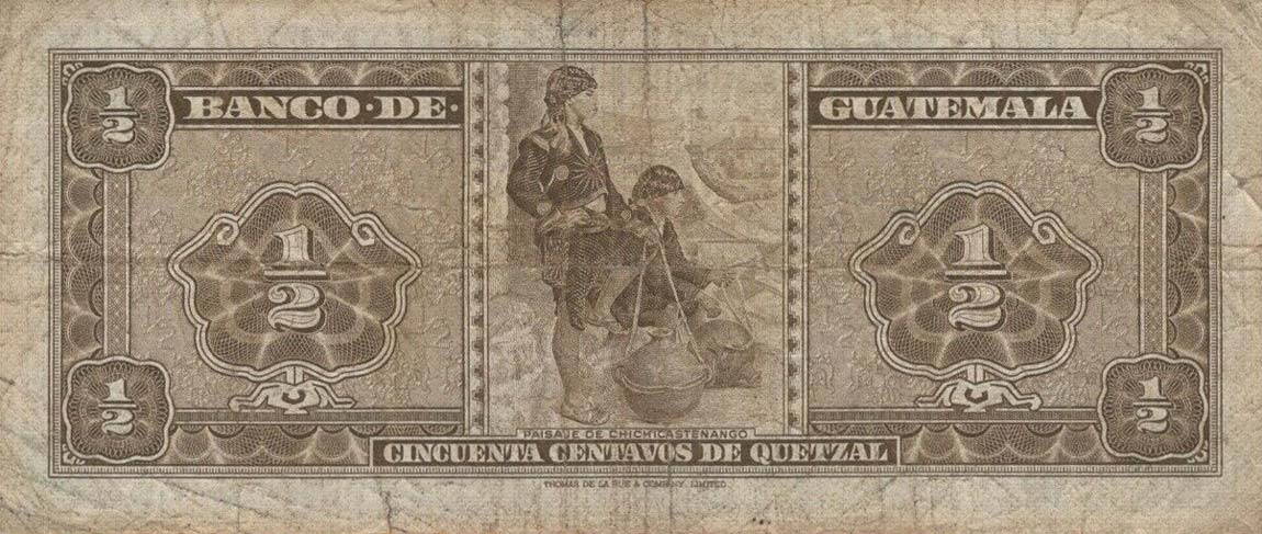 Back of Guatemala p51i: 0.5 Quetzal from 1972