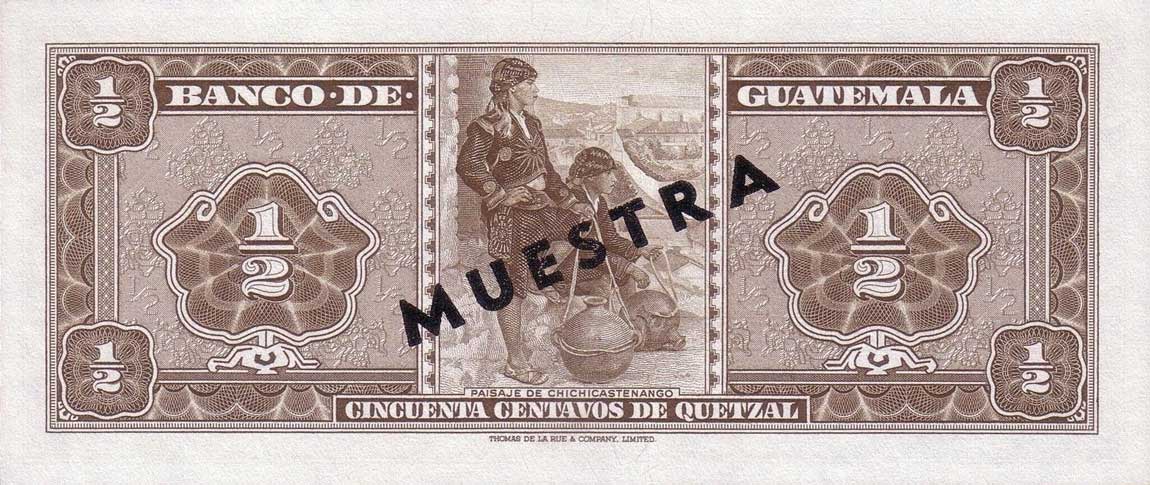Back of Guatemala p51s: 0.5 Quetzal from 1964