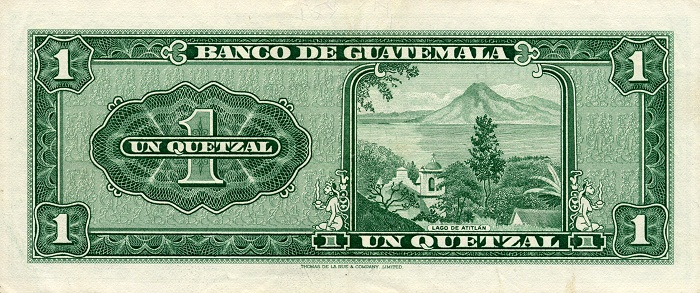 Back of Guatemala p52a: 1 Quetzal from 1964