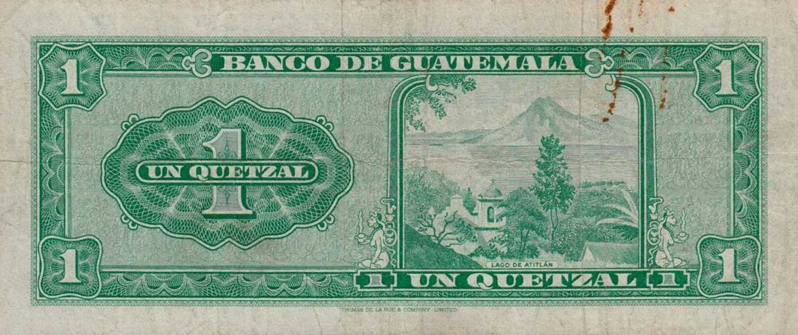 Back of Guatemala p52b: 1 Quetzal from 1965