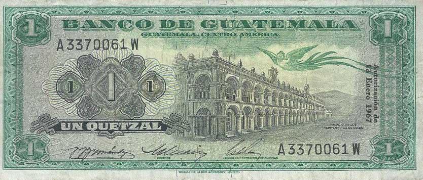 Front of Guatemala p52d: 1 Quetzal from 1967