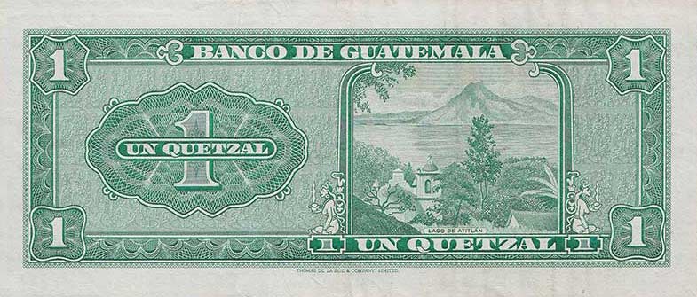 Back of Guatemala p52e: 1 Quetzal from 1968