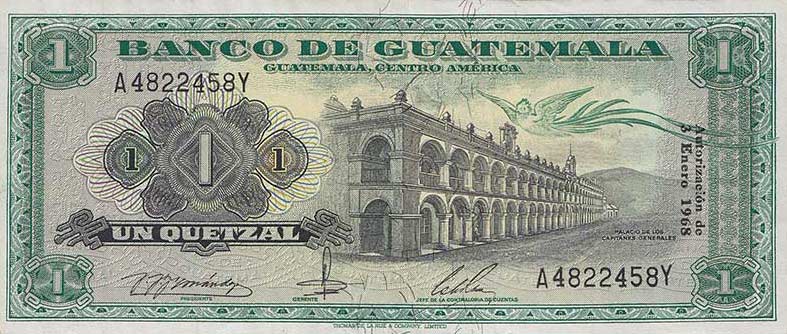 Front of Guatemala p52e: 1 Quetzal from 1968