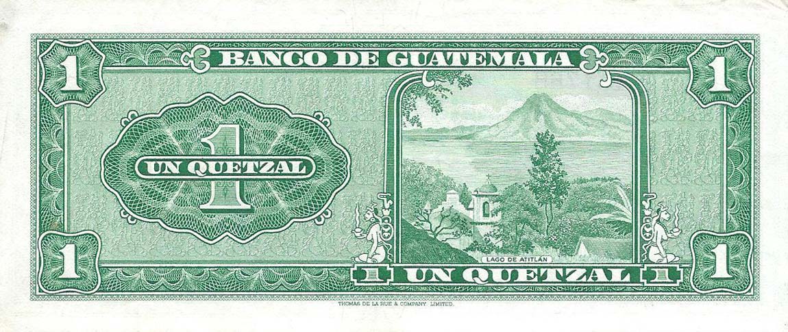 Back of Guatemala p52f: 1 Quetzal from 1969