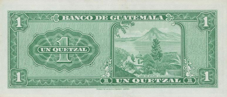 Back of Guatemala p52h: 1 Quetzal from 1971