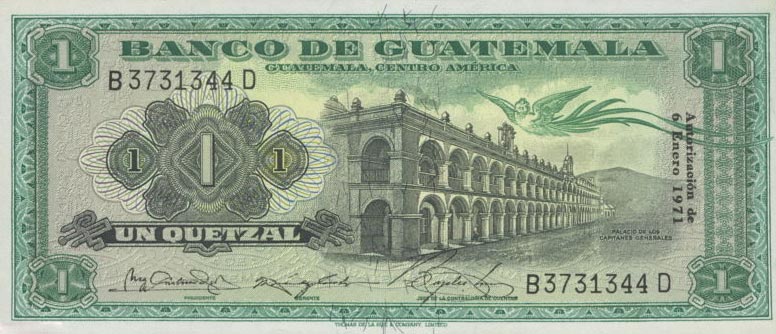 Front of Guatemala p52h: 1 Quetzal from 1971
