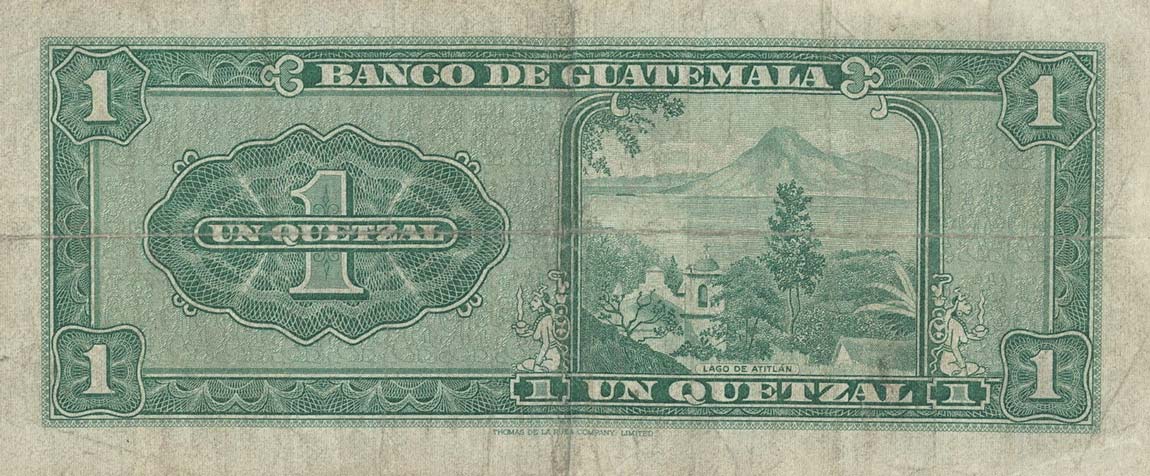 Back of Guatemala p52i: 1 Quetzal from 1972