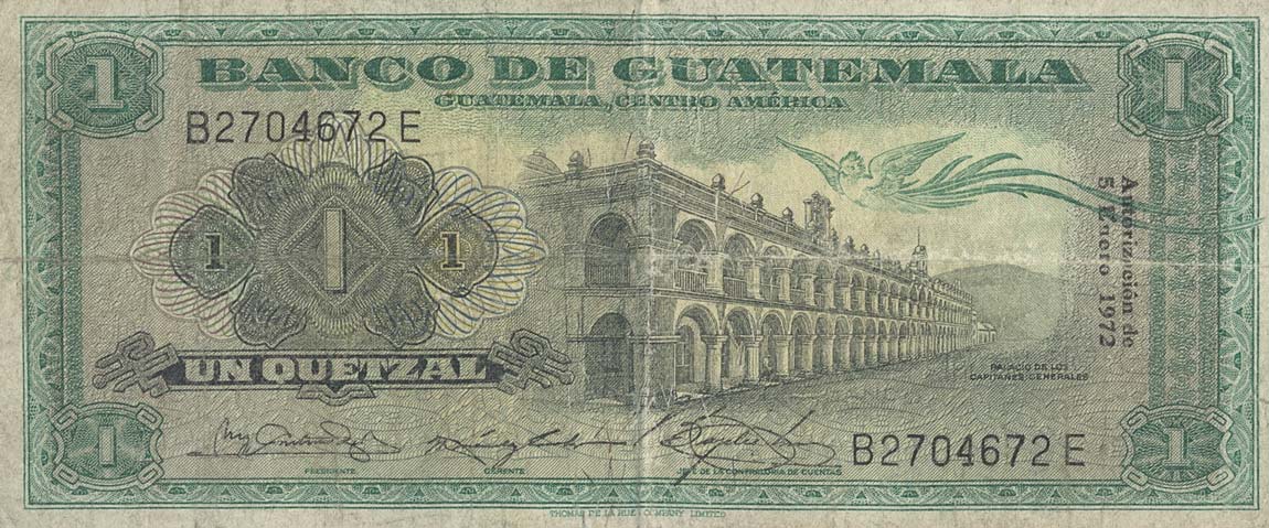 Front of Guatemala p52i: 1 Quetzal from 1972