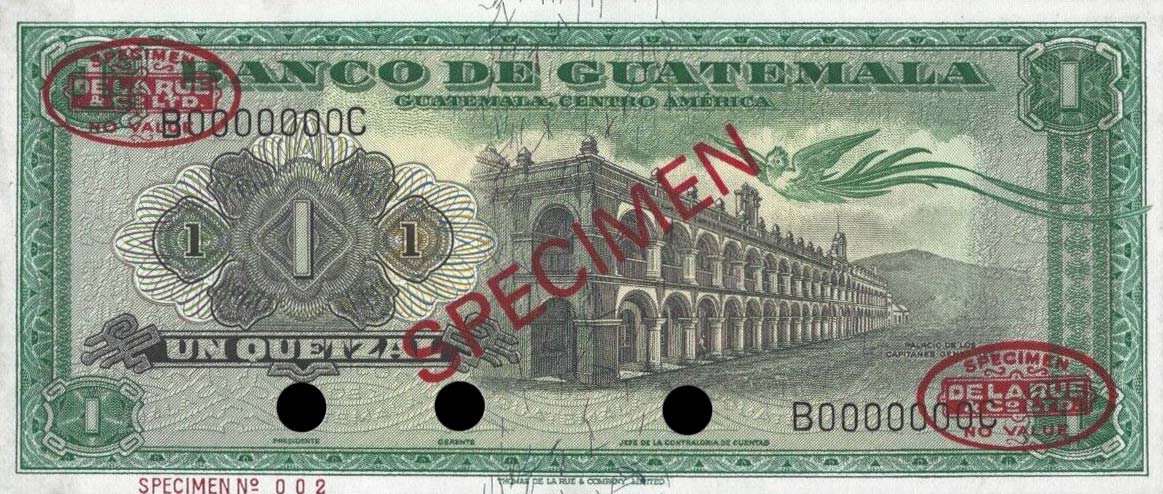 Front of Guatemala p52s: 1 Quetzal from 1964