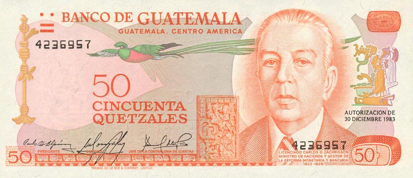Front of Guatemala p63b: 50 Quetzales from 1981