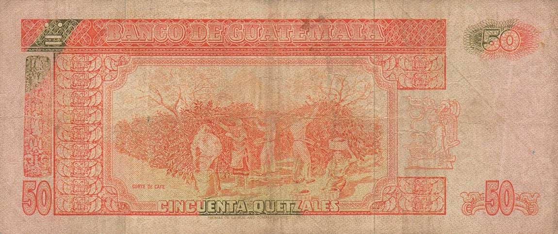 Back of Guatemala p77a: 50 Quetzales from 1989