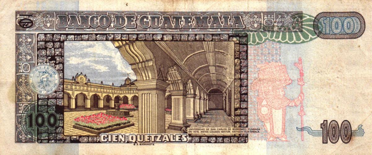 Back of Guatemala p78c: 100 Quetzales from 1992