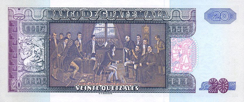 Back of Guatemala p83a: 20 Quetzales from 1992