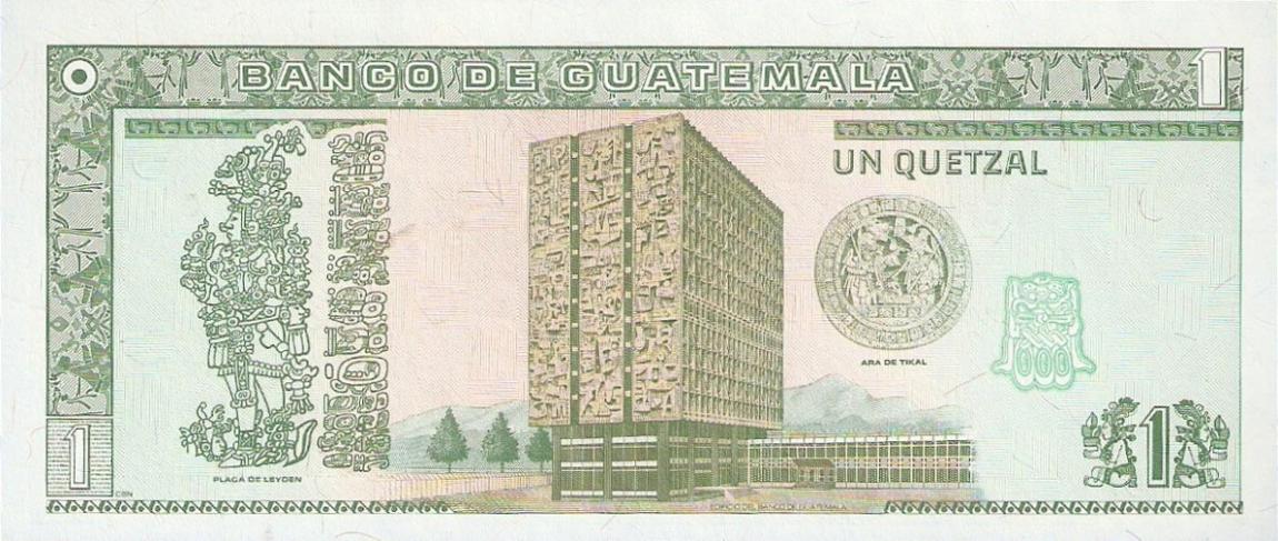 Back of Guatemala p87c: 1 Quetzal from 1995