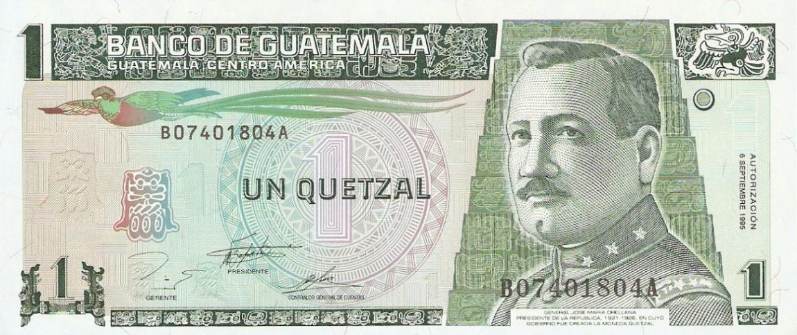 Front of Guatemala p87c: 1 Quetzal from 1995