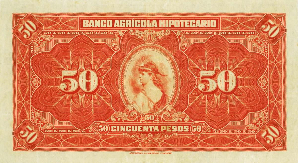 Back of Guatemala pS104a: 50 Pesos from 1917