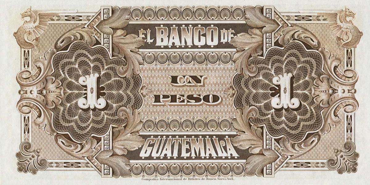 Back of Guatemala pS141b: 1 Peso from 1914