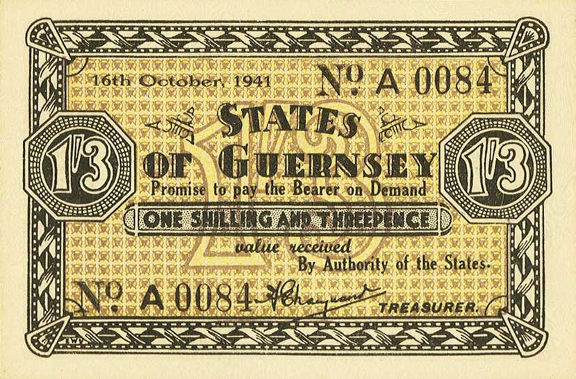Front of Guernsey p23: 1 Shilling from 1941