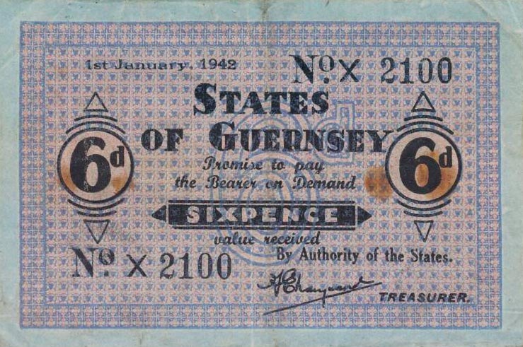 Front of Guernsey p24: 6 Pence from 1942