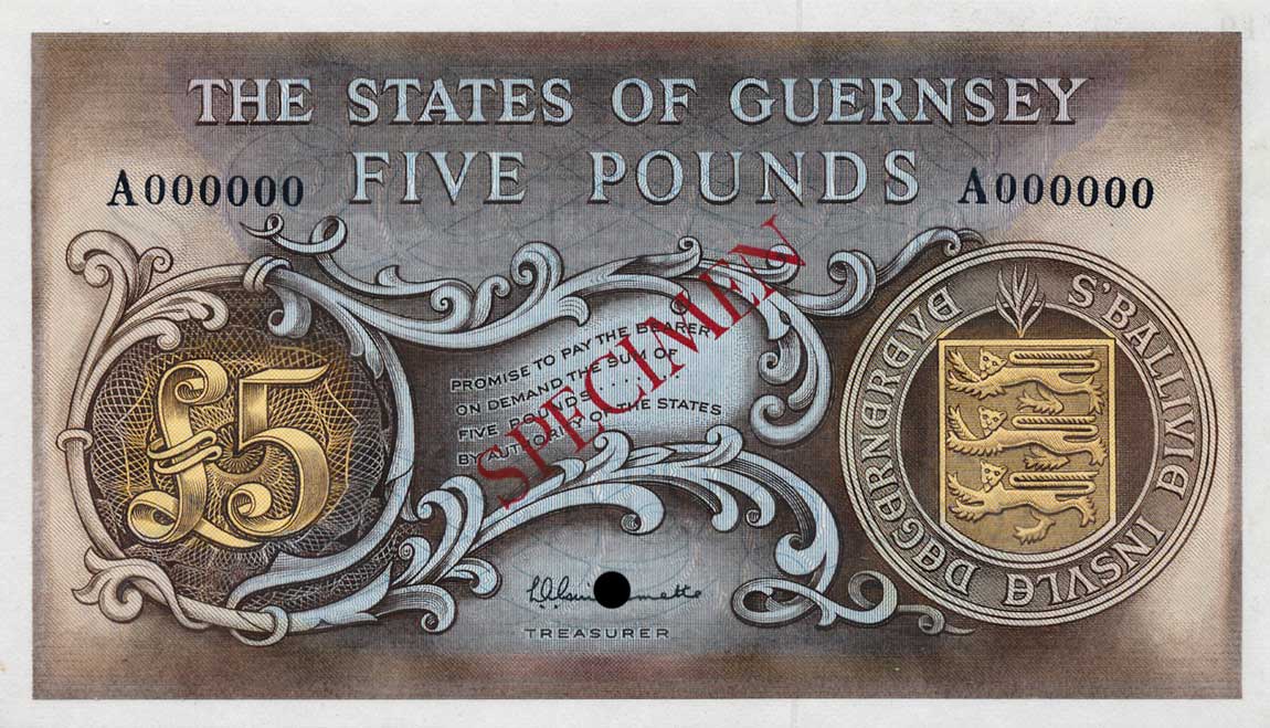 Front of Guernsey p46ct: 5 Pounds from 1969