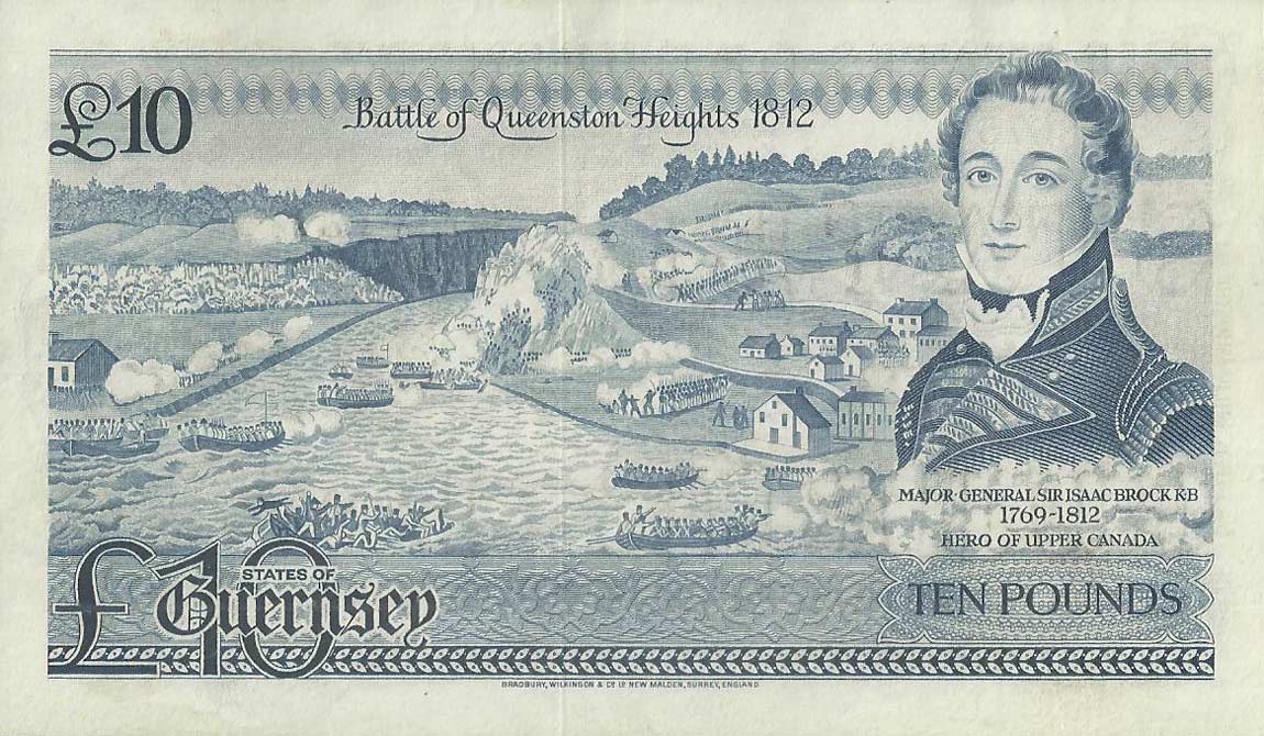 Back of Guernsey p47a: 10 Pounds from 1975