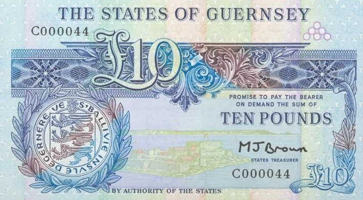 Front of Guernsey p50b: 10 Pounds from 1980