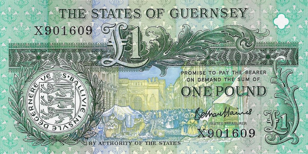 Front of Guernsey p52d: 1 Pound from 1991