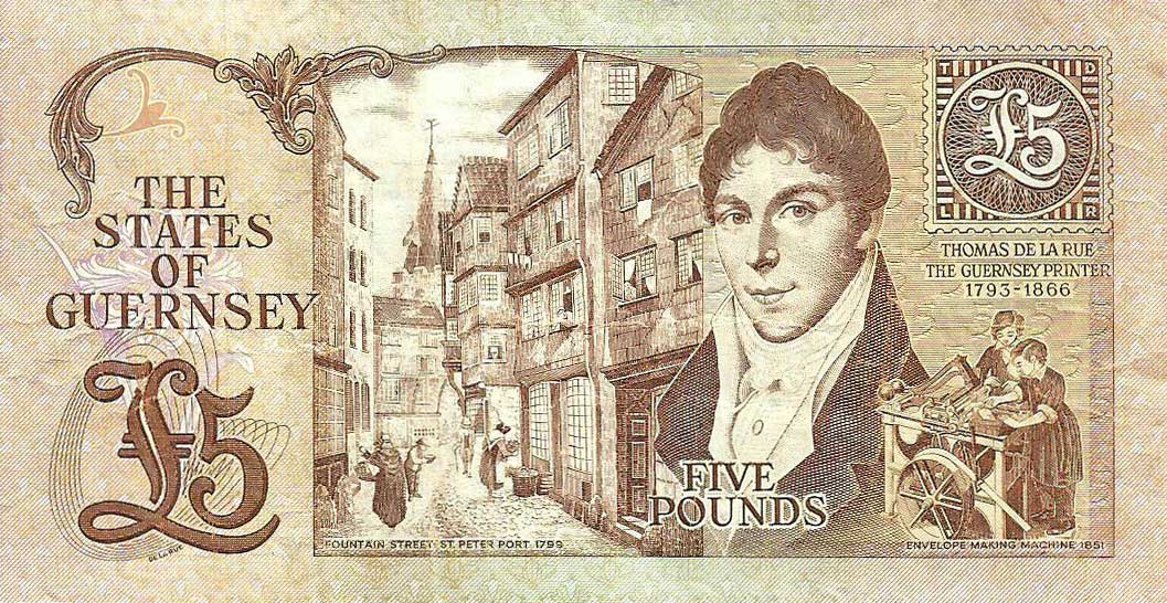Back of Guernsey p53r: 5 Pounds from 1990