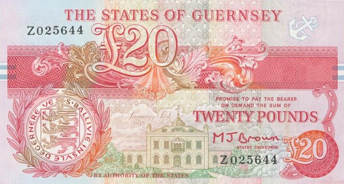 Front of Guernsey p55r: 20 Pounds from 1991