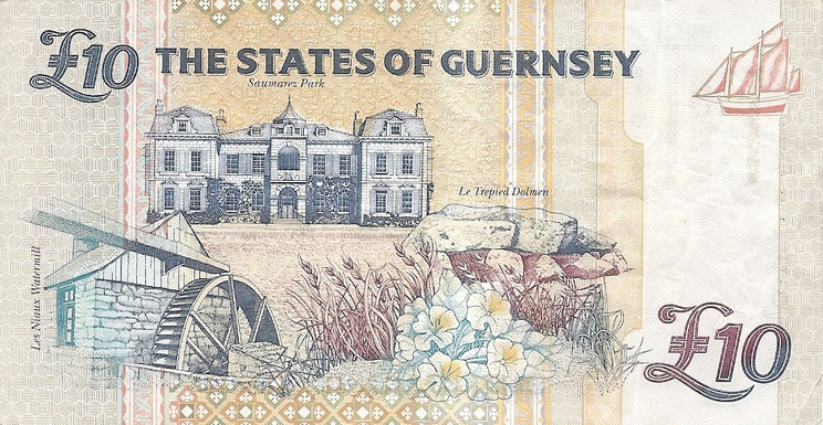 Back of Guernsey p57b: 10 Pounds from 1995