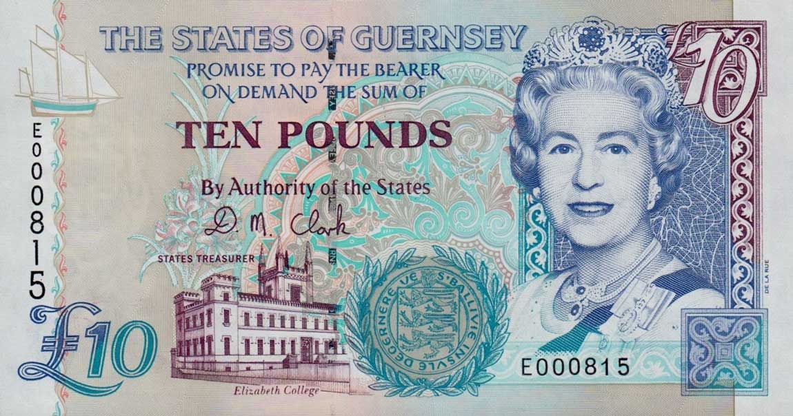 Front of Guernsey p57c: 10 Pounds from 1995