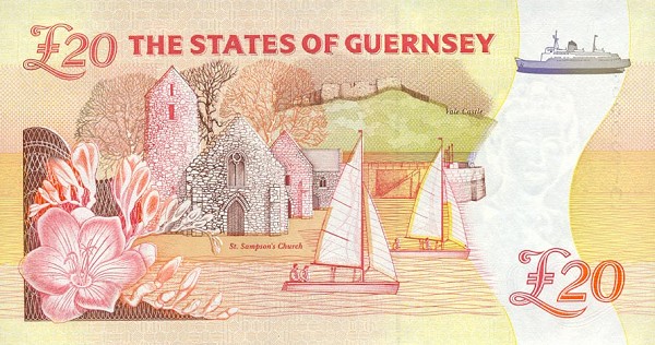 Back of Guernsey p58a: 20 Pounds from 1996