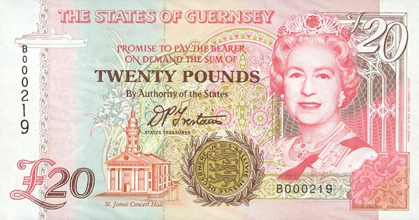 Front of Guernsey p58a: 20 Pounds from 1996