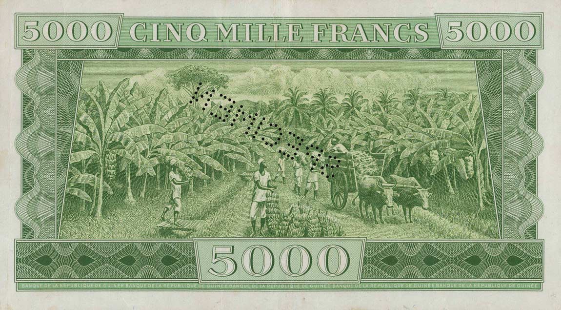 Back of Guinea p10s: 5000 Francs from 1958