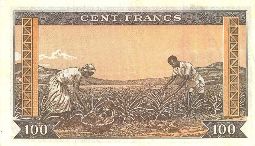 Back of Guinea p13a: 100 Francs from 1960