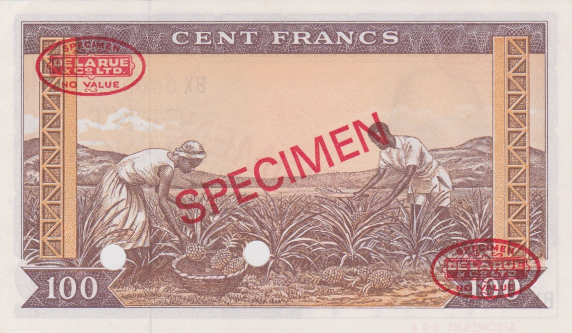 Back of Guinea p13s: 100 Francs from 1960