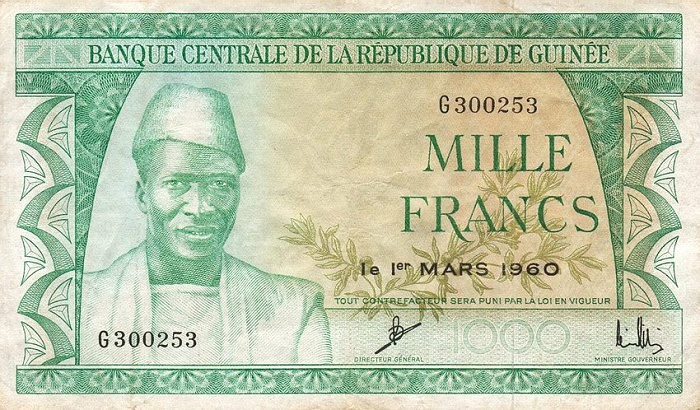 Front of Guinea p15a: 1000 Francs from 1960