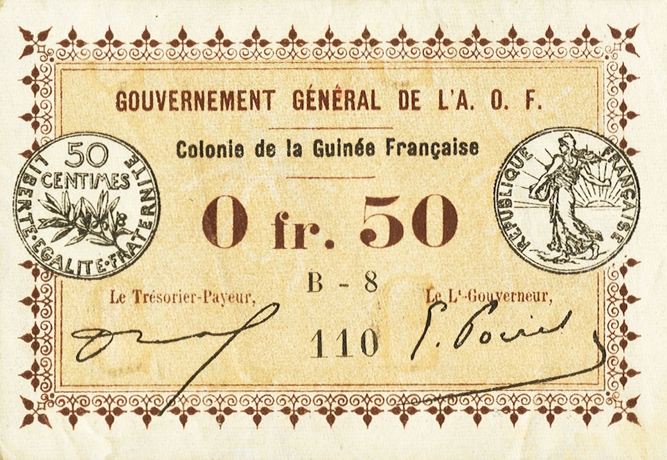Front of Guinea p1a: 0.5 Franc from 1917