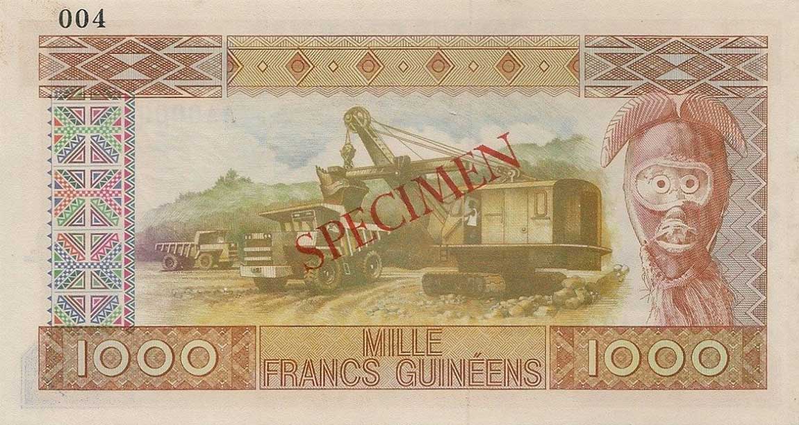 Back of Guinea p32s: 1000 Francs from 1985