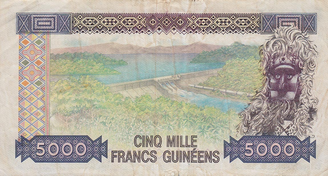 Back of Guinea p33a: 5000 Francs from 1985