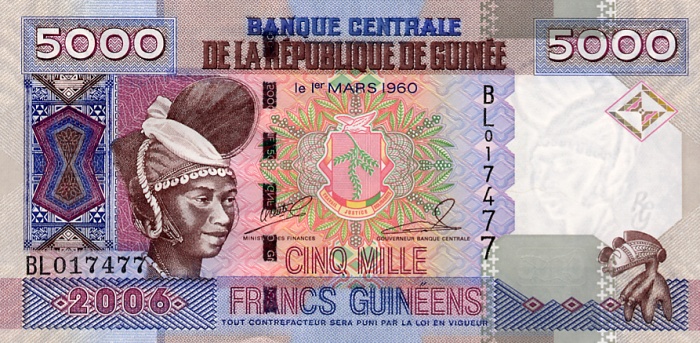Front of Guinea p41a: 5000 Francs from 2006