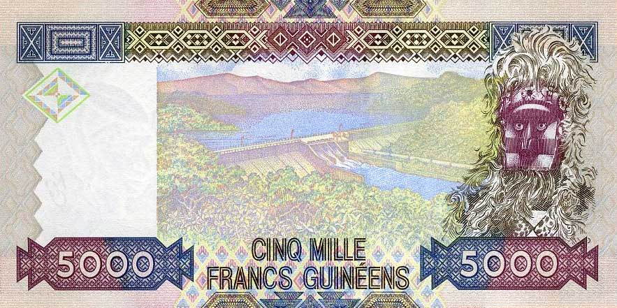 Back of Guinea p41b: 5000 Francs from 2012