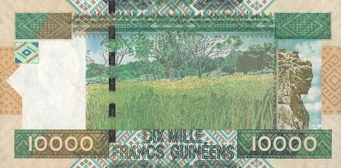 Back of Guinea p42b: 10000 Francs from 2008