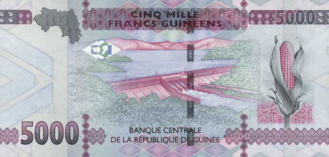 Back of Guinea p49a: 5000 Francs from 2015