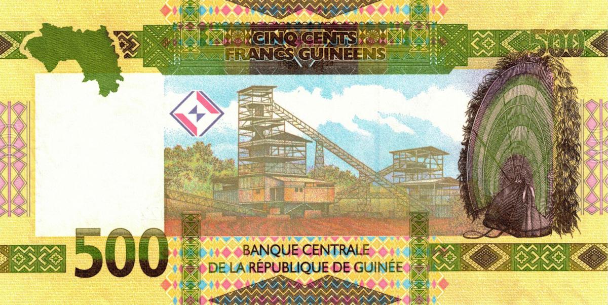 Back of Guinea p49: 500 Francs from 2022